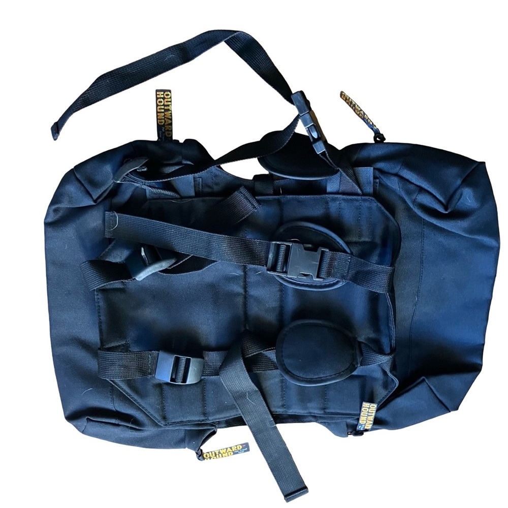 Outward Hound Dog Saddle Backpack Adjustable Black Medium Clip On Removable - Picture 4 of 13